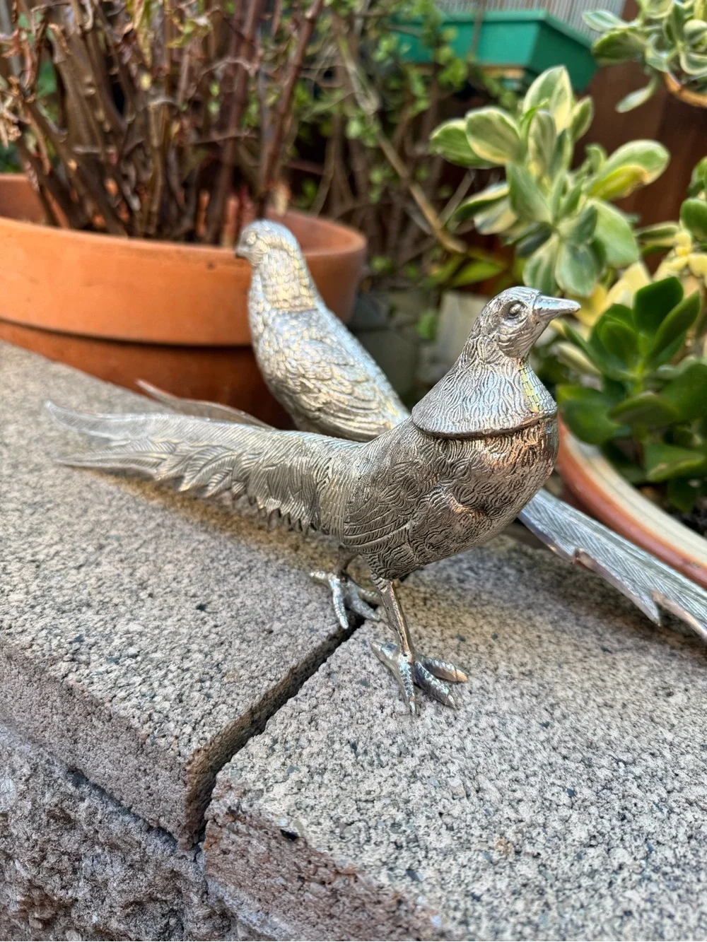 Silver Bird Figurine Decorative Accent - Pets Bird